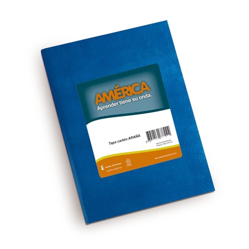 [AMERAZUL42RA] Cuaderno Araña América tapa dura azul, 16 x 21cm. 42 hojas rayadas