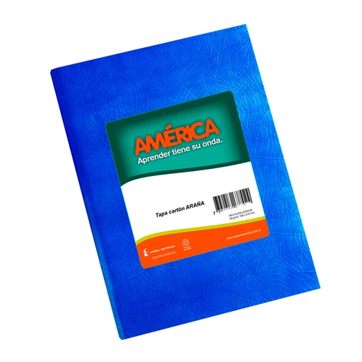 [AMERAZUL82CU] Cuaderno Araña América tapa dura azul, 16 x 21cm. 82 hojas cuadriculadas