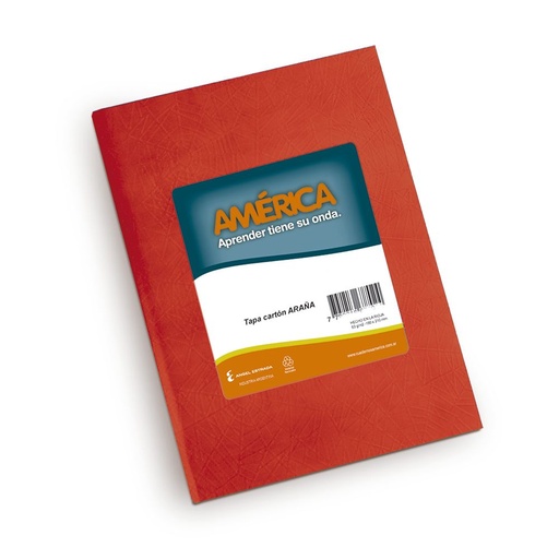[AMERROJO82RA] Cuaderno Araña América tapa dura rojo, 16 x 21cm. 82 hojas rayadas