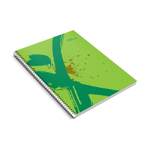 [ESSEN297VERR] Cuaderno espiralado Essential tapa de polipropileno verde, 22 x 29cm. 84 hojas rayadas