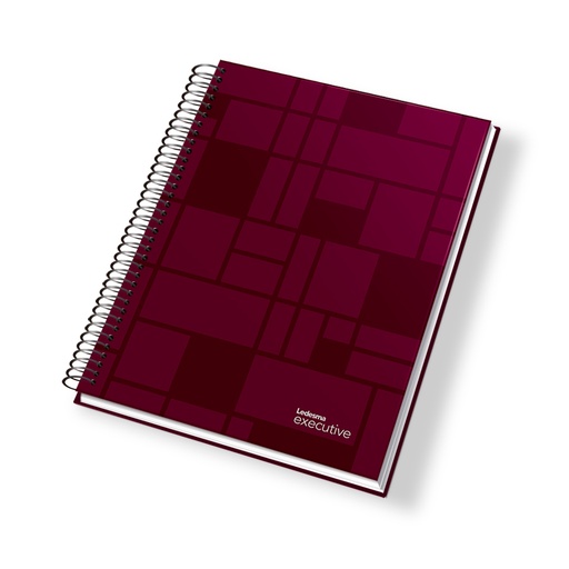 [EXEC297BORA] Cuaderno espiralado Executive tapa de polipropileno bordó, 22 x 29cm. 84 hojas rayadas