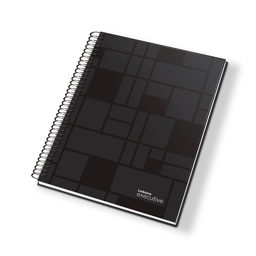 [EXECT1621RA] Cuaderno espiralado Executive tapa de polipropileno negro, 16 x 21cm. 120 hojas rayadas