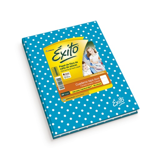 [EXITO1LUNCEL] Cuaderno Lunares Éxito tapa dura celeste, 16 x 21cm. 48 hojas rayadas