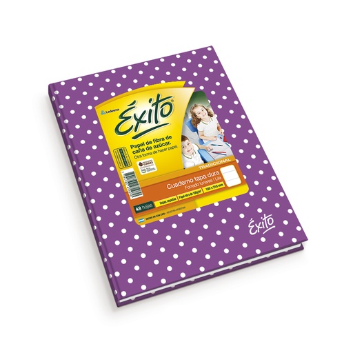 [EXITO1LUNLIL] Cuaderno Lunares Éxito tapa dura lila, 16 x 21cm. 48 hojas rayadas