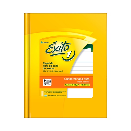 [EXITO1TC100R] Cuaderno Éxito Ecológico tapa de cartón, 16 x 21cm. 100 hojas rayadas
