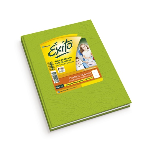 [EXITO1VEM48R] Cuaderno Araña Éxito tapa dura verde manzana, 16 x 21cm. 48 hojas rayadas