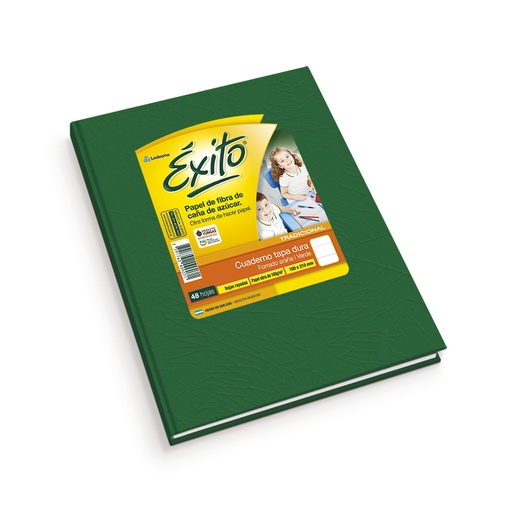 [EXITO1VER48R] Cuaderno Araña Éxito tapa dura verde, 16 x 21cm. 48 hojas rayadas