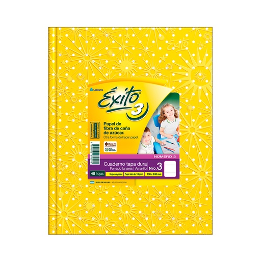 [EXITO3LUNAMA] Cuaderno Lunares Éxito tapa de cartón amarillo, 19 x 23cm. 48 hojas rayadas