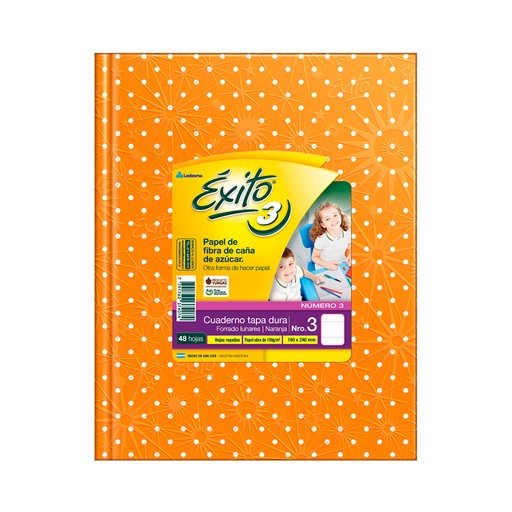 [EXITO3LUNNAR] Cuaderno Lunares Éxito tapa de cartón naranja, 19 x 23cm. 48 hojas rayadas