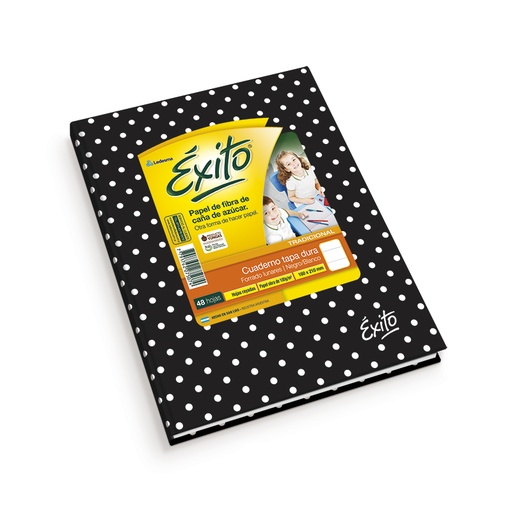 [EXITO3LUNNYB] Cuaderno Lunares Éxito tapa dura negro/blanco, 16 x 21cm. 48 hojas rayadas