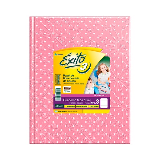 [EXITO3LUNROS] Cuaderno Lunares Éxito tapa de cartón rosa, 19 x 23cm. 48 hojas rayadas