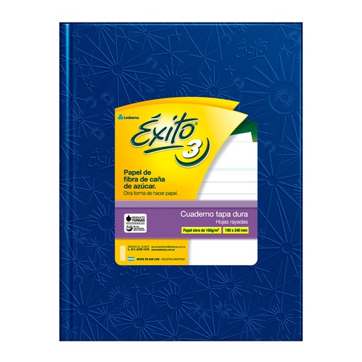 [EXITO3UAZ100] Cuaderno Éxito Universo N°3, tapa de cartón azul, 19 x 23cm. 100 hojas rayadas