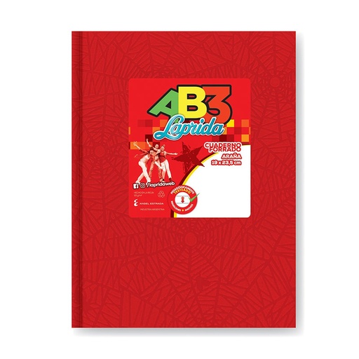 [LAPAB3ROJ50R] Cuaderno Araña Laprida AB3 tapa de cartón rojo, 19 x 23cm. 50 hojas rayadas