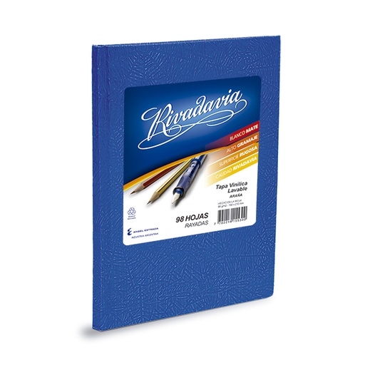 [RIVTCAZUL98R] Cuaderno Rivadavia Araña azul, 16x21cm. 98 hojas rayadas