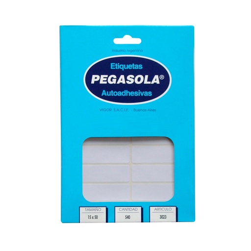 [PEGASOL15X50] Etiquetas Pegasola 1.5 x 5cm. caja de 540 etiquetas
