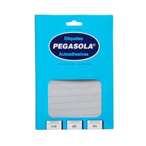 [PEGASOL8X20] Etiquetas Pegasola 0.8 x 2.0cm. caja de 2500 etiquetas