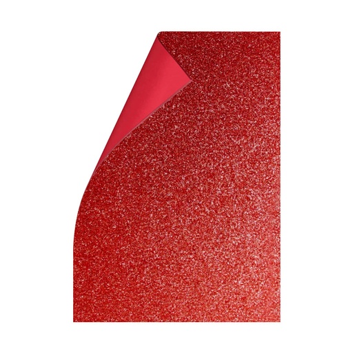 [GOMAGLIROJ10] Goma Eva Glitter roja, 40 x 60cm. pack de 10 unidades