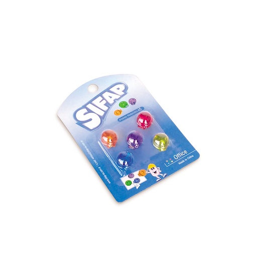 [SIFAPIMANX5] Imanes Sifap plásticos, redondos, colores surtidos, blister de 5 unidades