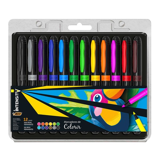 [BICMACOLINTX12] Marcadores escolares al agua Bic Intensity, 12 colores