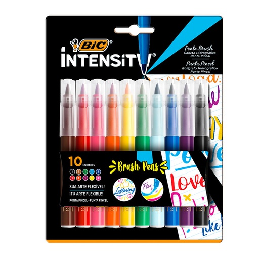 [BICMAPINCX10] Marcador punta pincel Bic Intensity Brush Pens, estuche de 10 colores