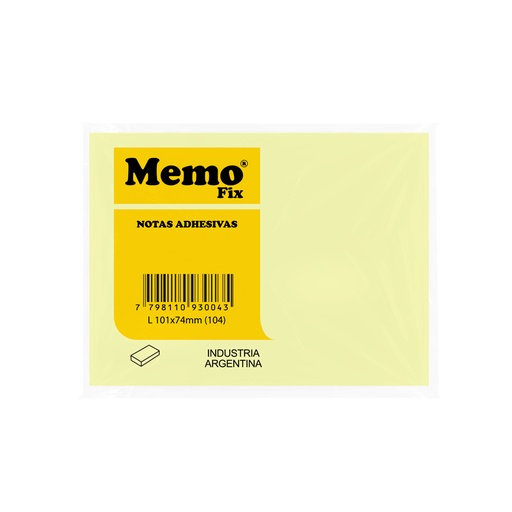 [MEMOFIXL100] Notas Autoadhesivas MemoFix, 74 x 101mm. pack de 100 hojas