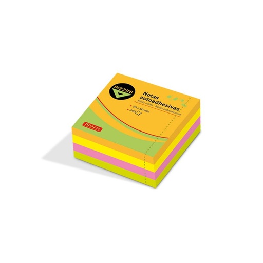 [PIZNOTFL5050] Notas Autoadhesivas Pizzini Flúo, 50 x 50mm. x 240hs