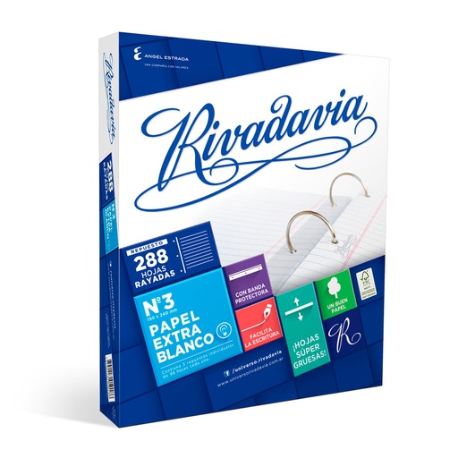 [RIV288RAYA] Repuesto Rivadavia Banda, 288 hojas rayadas