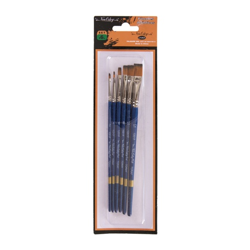 [VANORLCARTX6] Set de 6 Pinceles chatos para artística Van Orley