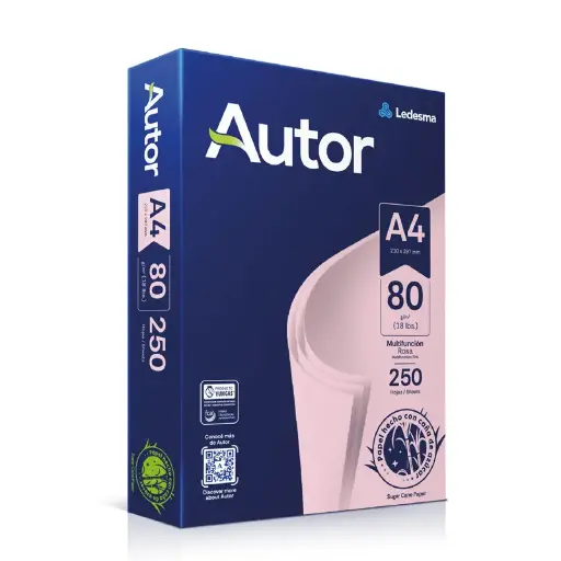 [AUTORA4ROS80] Resma Autor A4 rosa, 80g.