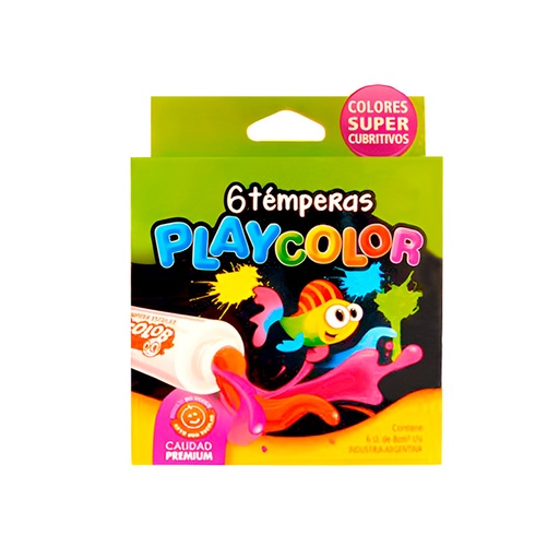 [PLAYTEMX6SUR] Témpera Playcolor colores surtidos, caja de 6 unidades