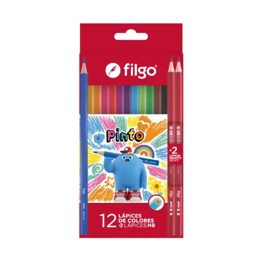 [FILGOPINT12L2GR] Lápices de colores Filgo largos, de 12 colores + 2 Grafito