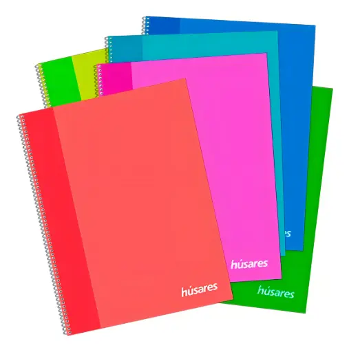 [HUSAR29784CU] Cuaderno Espriralado Húsares, tapa flexible, 22 x 29.7cm. 84 hojas cuadriculadas