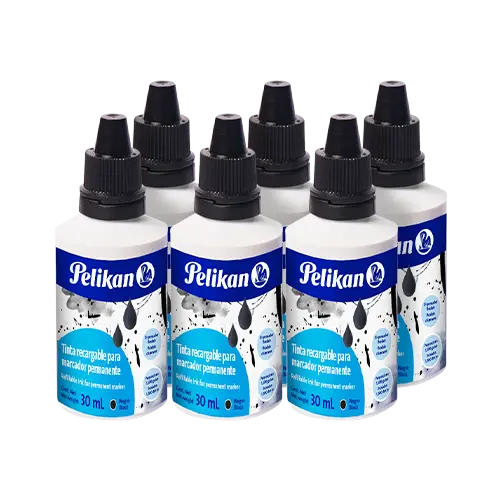 [PELIKTINSOLNG] Tinta para Marcador al solvente negro Pelikan, 6 frascos