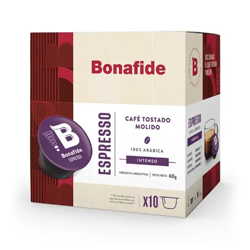 [BONAFCAPESPREDG] Cápsulas Bonafide Espresso compatibles con Dolce Gusto, 10 unidades de 6 g.