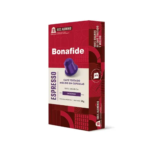 [BONAFCAPESPRENP] Cápsulas Bonafide Espresso compatibles con Nespresso, 10 unidades de 5g.