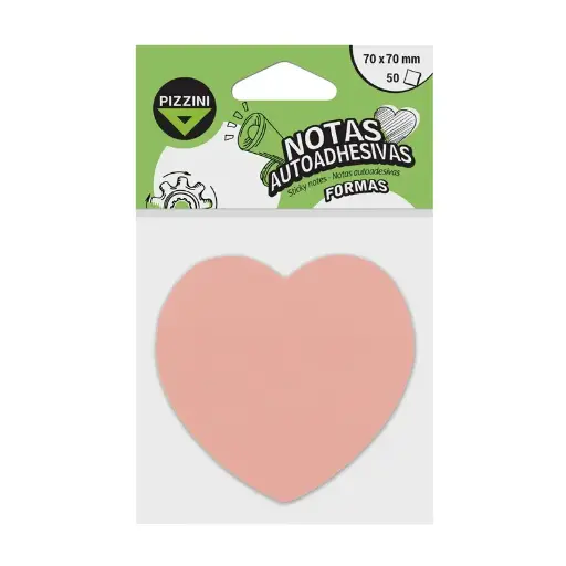 [PIZNOTCORNARP] Notas Autoadhesivas Pizzini Corazón Naranja Pastel, 70 x 70mm. 50 hojas